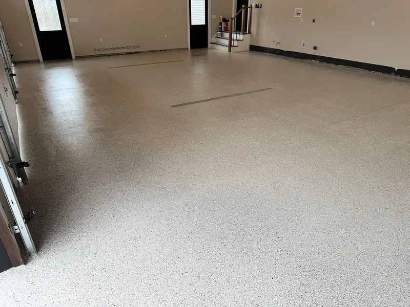 Flake coating on a garage floor