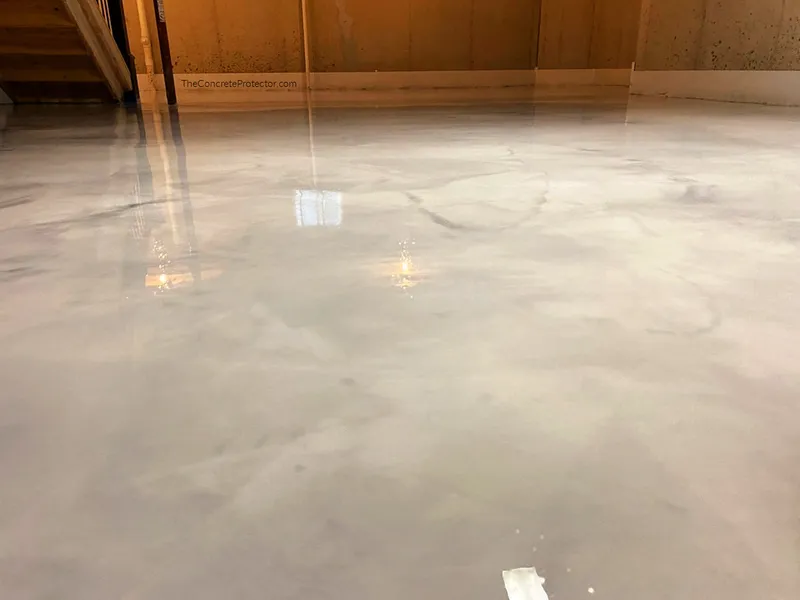 Metallic epoxy on a basement floor