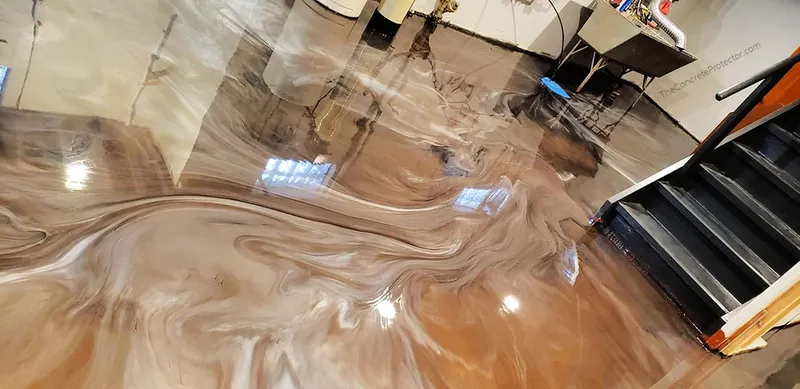 Metallic epoxy on a basement floor