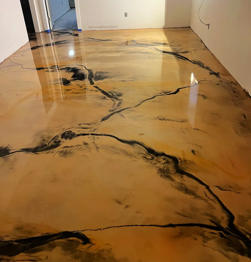 Metallic epoxy on a basement floor
