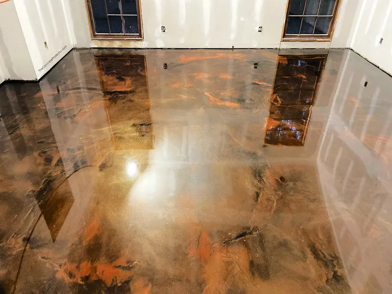 Metallic epoxy on a basement floor