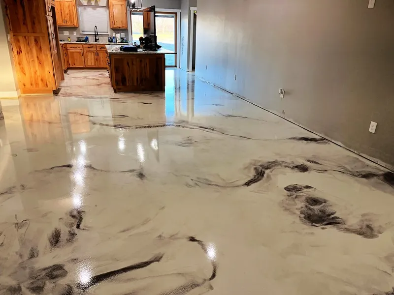 Metallic epoxy on a basement floor